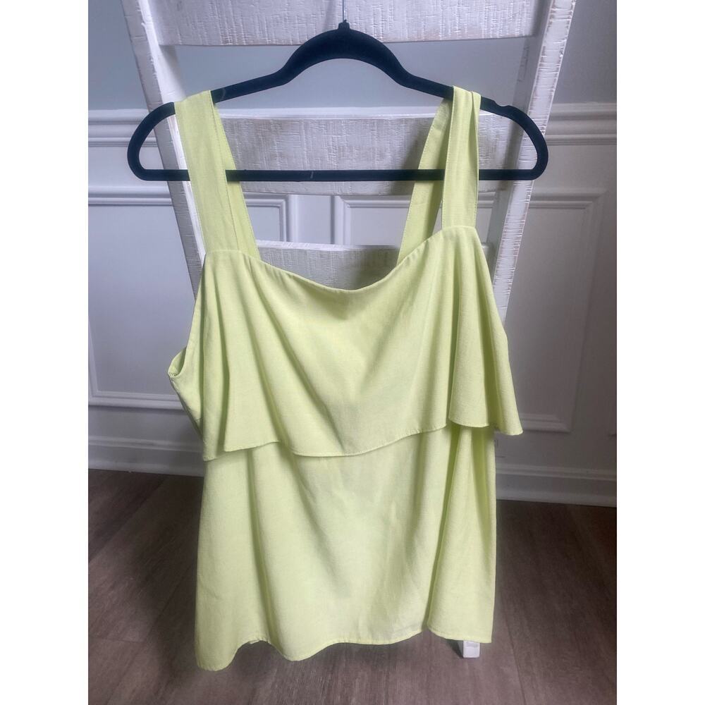 NWT Gilli Squareneck Yellow Green Flowy‎ Tank Size 1X